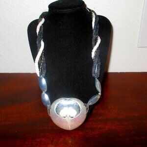 Mother of Pearl and Braided Puka Shell Necklace
